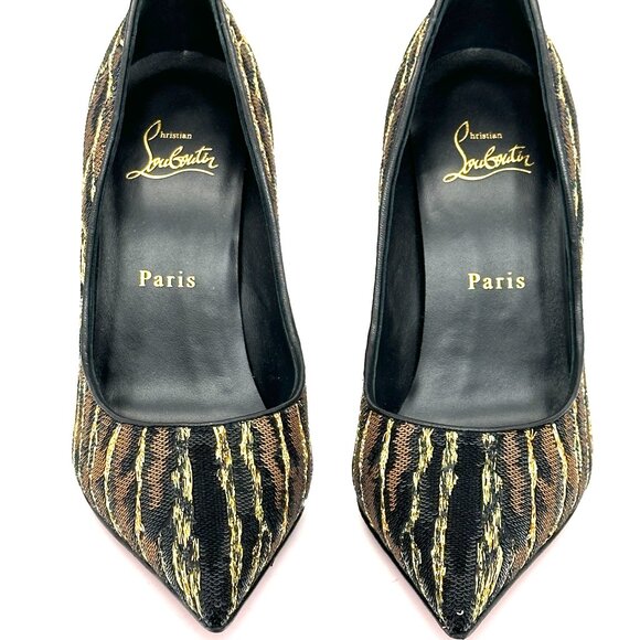 Christian Louboutin MISS Z OCELOT 100 Sequin Leopard Heels Pumps Shoes